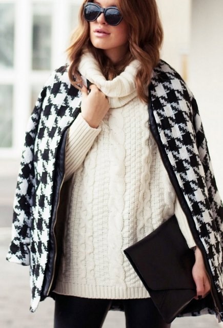 High Neck Cable Knit Sweater